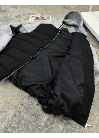 Светло-серая куртка с трикотажными рукавами и капюшоном infinity No Brand