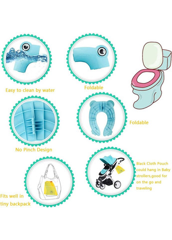 Дитяча складна накладка на унітаз Жабка Сидіння для унітазу дитяче від 18 міс 36*26 см Блакитний LELUNO (302496558)