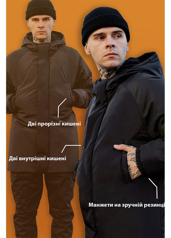 Зимняя Теплая Куртка Парка Island 2026 Black Without (366740758)