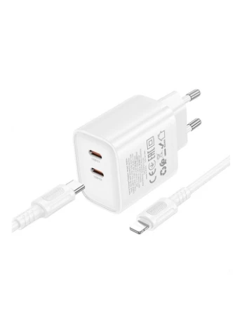 Сетевое Зарядное Устройство Borofone BA85A 2USB-C PD/QC 35W+Type-C to Lightning Белый No Brand (391185076)