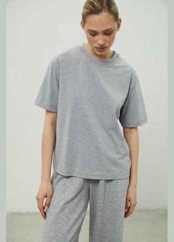 Комбинированная летняя футболка серый меланж 614 Papaya