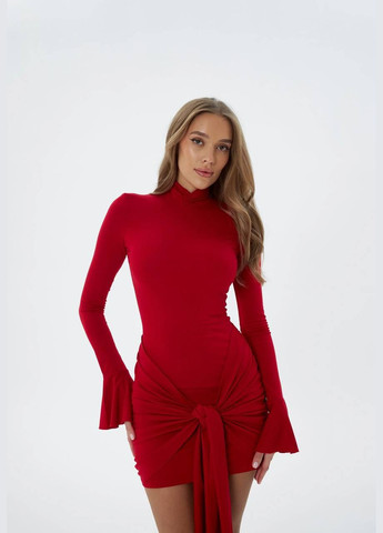 Красное праздничный, повседневный, кэжуал женское платье FINO Mode однотонное