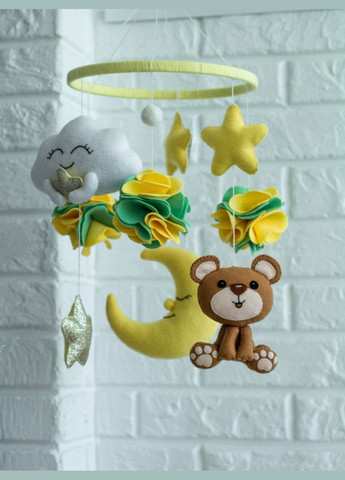 Детский мобиль на кроватку для младенцев ручной работы WooolyWool «Медвежонок» No Brand (342757839)