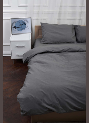 Комплект постільної білизни двоспальний 175х210 наволочки 2х50х70 Бязь Gold Люкс (MS-820001119) Moon&Star Gray (285717366)