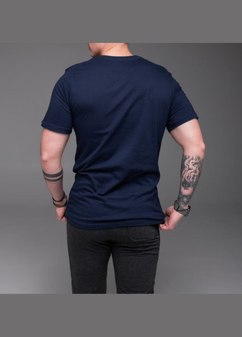 Темно-синя базова футболка з бавовни з коротким рукавом Vakko