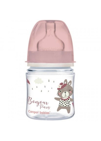Пляшечка для годування Canpol Babies bonjour paris з широким отвором 120 мл рожева (268139611)