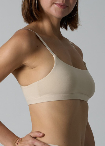 Бежевый топ хлопковый женский топ софт, однотонный бралет для повседневности, Strunka без косточек хлопок
