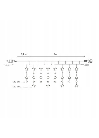 Гирлянда бахрома уличная (наружная) 2 м 180 LED CL4004 Warm White Springos (322063063)