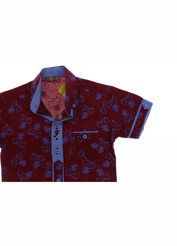 Сорочка з коротким рукавом для хлопчика трикотажна з Листівками червона 122 см (31264) BABYKROHA (297199716)