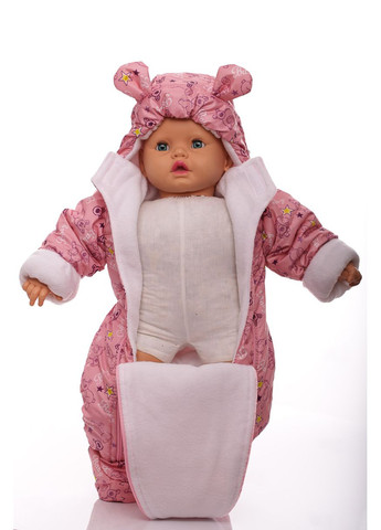 Человечек на флисе для девочки звездочка с принтом мишка baby розовый 80 см (45047) BABYKROHA (297198001)