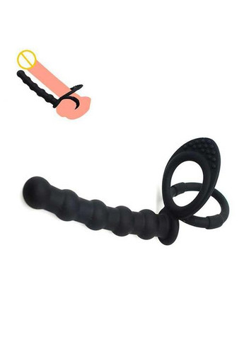 Подвійне ерекційне кільце з фалоімітатором для проникнення 15 см K000869 No Brand (366887739)