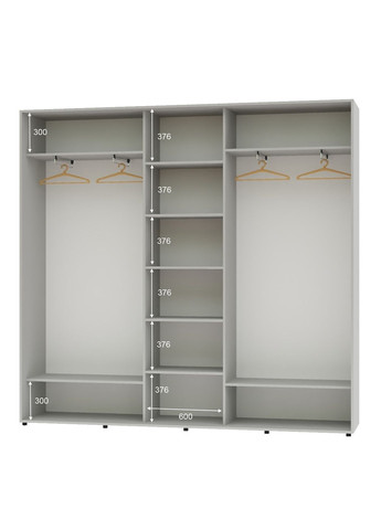 Шафа-купе тридверна 250*45*240 Сірий Дзеркало з піскострумним малюнком ШК-04 Алекса (360478847)