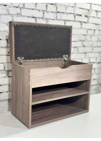 Банкетка для взуття в передпокій. Верхня частина відкривається. ДСП дуб Сонома трюфель. Тканина какао. Шириною 60см. No Brand (366432064)