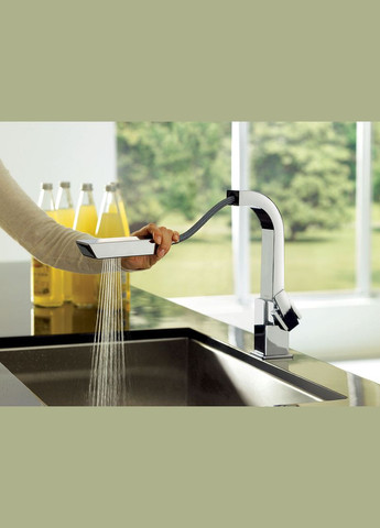 Кухонний змішувач з висувним виливом S7597C Chrome OneHandle High Arc Pullout Kitchen Faucet, Хром Moen (292734868)