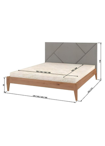 Двоспальне дерев'яне ліжко Нью-Йорк ДК (S3050G70Y)/Аляска 93 (Сірий) 160х200 см (MBG-10307) Mebigrand (368283134)