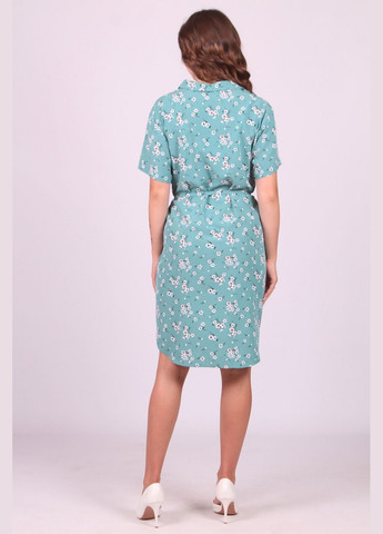 Бирюзовое кэжуал платье женское 034 хлопок молочный софт бирюзовое Актуаль