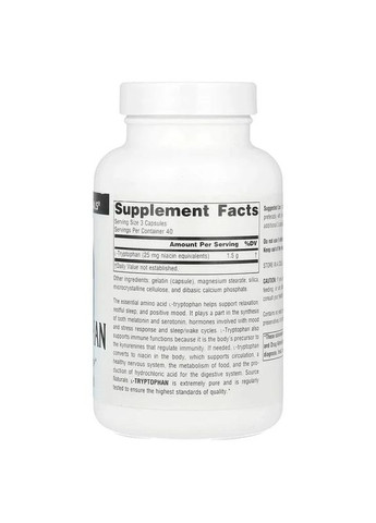 Триптофан L-Tryptophan 500 мг, 120 капсул Source Naturals (361116168)