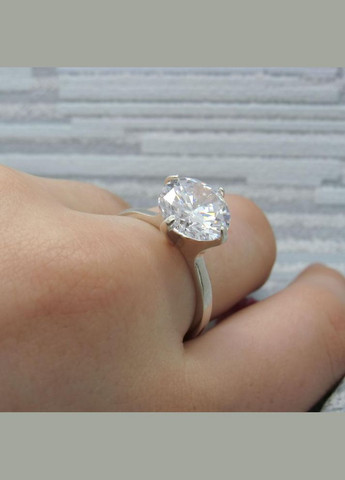Серебряное кольцо с крупным круглым камнем "Круглая классика" 19 No Brand (350667607)