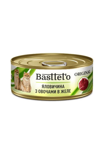 Basttet'o Original для котів Яловичина з овочами в желе, жб 85 г Basttet`o (290851512)