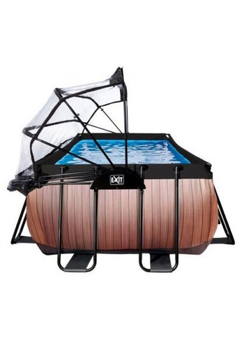 Басейн каркасний EXIT 540 х 250 х 122 см/13465 л Коричневе дерево прямокутний з куполом + насос 70 Вт Exit Toys (329444312)