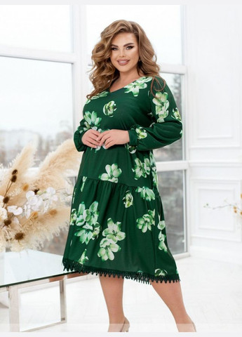 Зелена кежуал сукня жіноча батальна sf-233 зелений, 62-64 Sofia