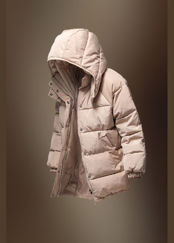 Бежевая зимняя зимняя куртка оверсайз с эко-пухом (3675) Bellise
