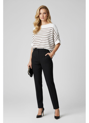 Жіночий вільний смугастий топ з рукавами «Кажан» Чорний Number Nine - (363261709)