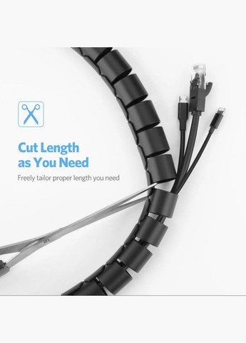 Органайзер кабеля фиксатор стяжка хомут держатель защита для проводов 2 м 10 мм Чёрный Lencent (340276248)