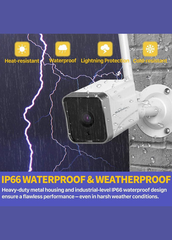 Вулична камера Septekon S50, 2K, WiFi з двостороннім аудіо, нічним баченням та виявленням руху No Brand (317923176)