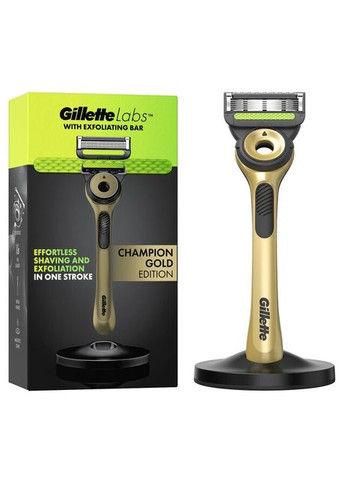 Станок для бритья мужской Labs CHAMPION GOLD Edition 5 лезвий 1 картридж и подставка Gillette (324231574)