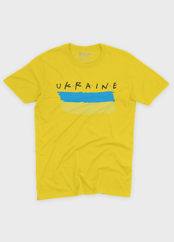 Желтая летняя мужская футболка с патриотическим принтом ukraine (ts001-4-sun-005-1-090-f) Modno