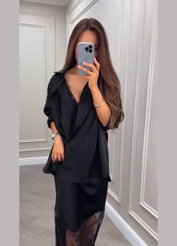 Жіночий костюм двійка: сукня-комбінація та сорочка з шовку MonCher (339604650)