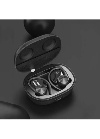 Бездротові спортивні Bluetooth навушники J92 з тканниним зарядним кейсом, сенсорами керування Чорні TWS (367401955)