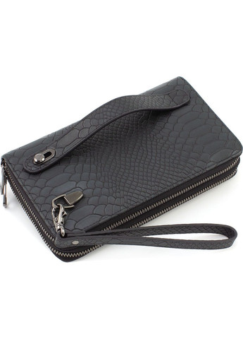 Чёрно-болотный кожаный клатч на два отделения 086-5902 Blackgr Marco Coverna (303831622)