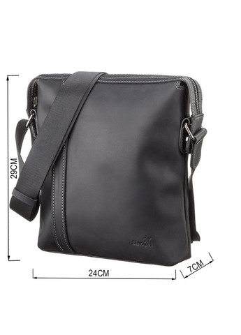 Чоловіча шкіряна сумка через плече місткий месенджер із натуральної шкіри чорний 24*29*7 см Shvigel (329150932)