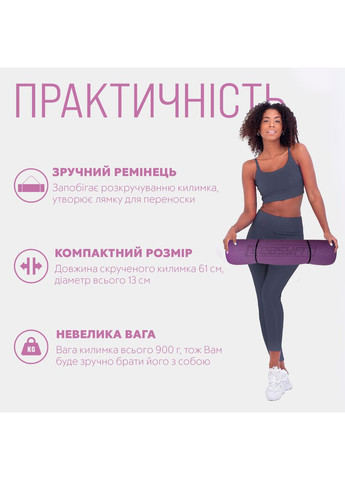 Килимок для йоги та фітнесу TPE+TC 6мм двошаровий фіолетовий-рожевий EasyFit (362497573)