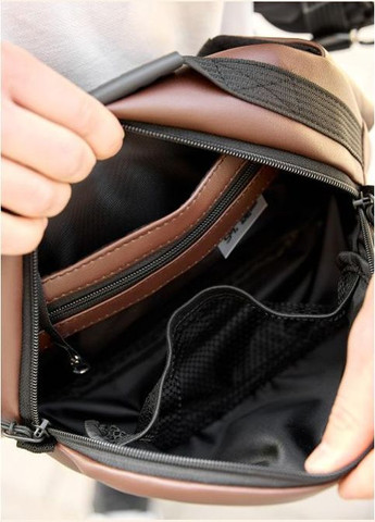 Сумка на пояс через плече чоловіча з екошкіри Темно-коричневий 35581 Sambag (334673937)