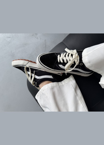 Черные демисезонные кроссовки мужские и женские vans old skool mte-1 black white | ванс олд скул черные No Brand