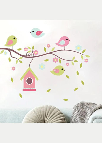 Наклейка на стену Pretty birds Птички возле домика (лист 40 х 60 см) Б773 BRUP (302241717)