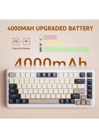 ІГРОВА Бездротова Механічна клавіатура M86 White-Cheese (2.4G/Bluetooth/USB type-c) RGB Підсвічування, 75% White ATTACK SHARK (399455322)