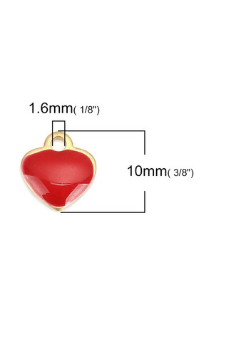 Підвіски металеві Кулон серце Червона емаль золотиста основа 10 мм x 9 мм Finding (323167540)