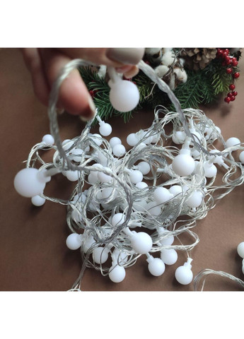 Светодиодная гирлянда белые шарики 10м тепло белая No Brand (368703223)