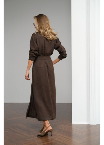 Коричнева повсякденний жіноча сукня-сорочка міді довжини (3063) Triko Bakh