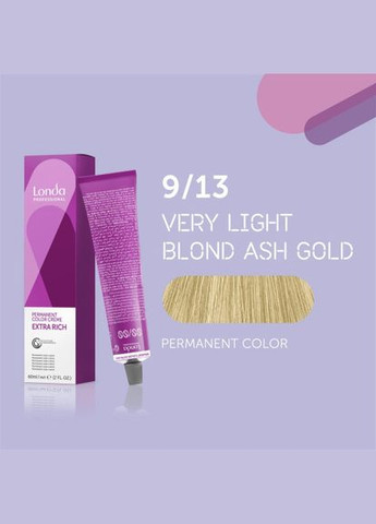 Стойкая кремкраска для волос Professional Permanent Color 9/13 яркий блондин пепельно-золотистый, 60 Londa Professional (292736637)