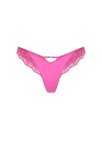 Трусики-стрінги люксові Rose Lace-Trim High-Leg Thong Panty рожеві Victoria's Secret (361010416)