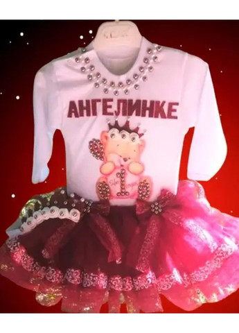 Білий святковий набір для дівчинки (спідниця, реглан, обруч ) спідничний No Brand