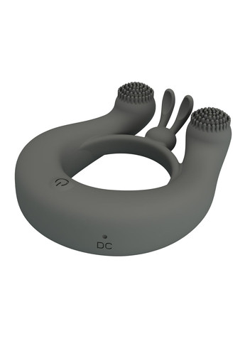 Виброкольцо со стимулирующими выступами Dahlia и ушками, серое Pretty Love (361670015)