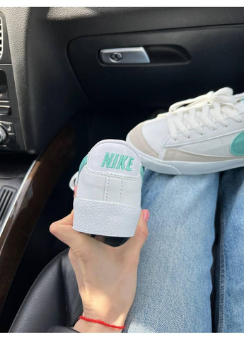 Белые демисезонные кроссовки мужские nike blazer low platform white mint найк блейзер No Brand