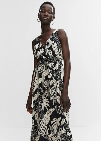 Черное платье меди летнее сарафан в цветочный принт платье Mango