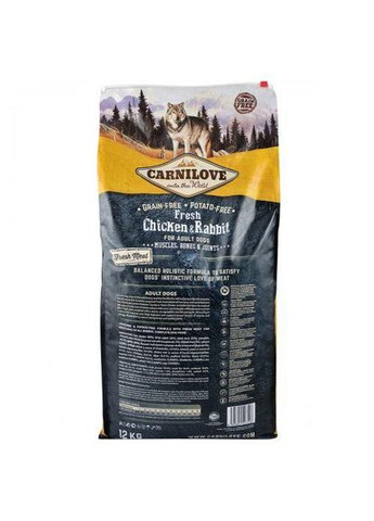 Сухой корм Fresh Chicken & Rabbit для взрослых собак всех пород, курица и кролик, 12 кг (*) Carnilove (323219653)